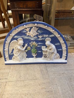 Bas relief en terre cuite émaillé présentant l'annonciation - Photo 1