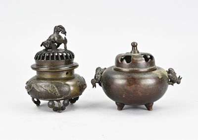 paire d'encensoirs chinois en bronze, XIXe-XXe siècle