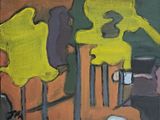 a painting of a group of people sitting at a table