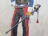 painting of a man in a military uniform with a sword and helmet