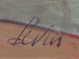 an image of a painting of a person walking on a beach with a surfboard