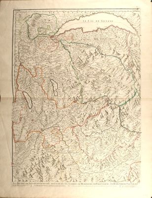 an old map of the country of france with a red line in the middle