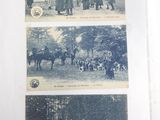 four pictures of people and horses in the park