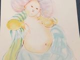a picture of a painting of a woman holding a baby