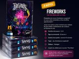 deux boîtes de feux d'artifice sont empilées l'une sur l'autre