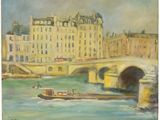 un tableau représentant un bateau passant sous un pont