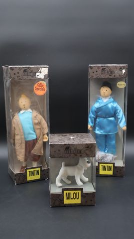 PARADE OF DOLLS : 3 figurines tête porcelaine de « tintin lotus b...