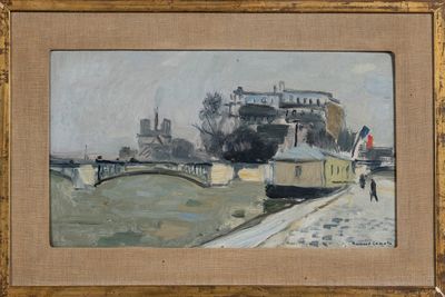 Bernard LAMOTTE (1903-1983) : "Les quais de Seine, vue sur N… - Photo 1