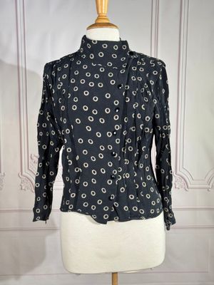 UNGARO PARALLELE - Haut en tissu noir imprimé d'œillets beig…