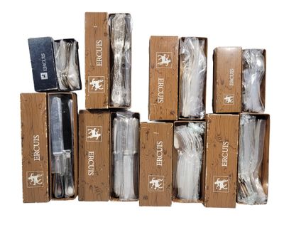 several boxes of assorted items are stacked on top of each other