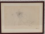 drawing of a woman laying on the ground with her legs crossed