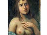 une image représentant un tableau d'une femme dont un sein est visible