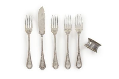 CHRISTOFLE ENSEMBLE en métal argenté composé de : - 8 fourch…
