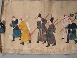 a picture of a group of people on a wall hanging