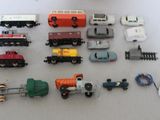 a lot of toy trains that are on the table
