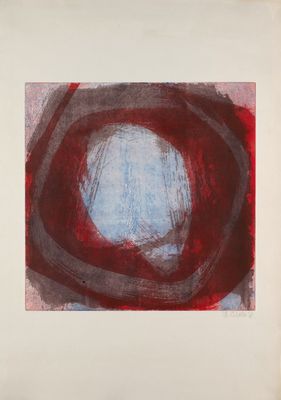 an image of a painting of a red circle on a white background