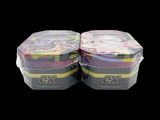 two plastic containers filled with different colored food items
