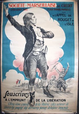 affiche représentant un homme tenant une épée dans la main droite