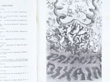 an open book with a drawing of a man riding on a horse