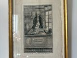 a framed picture of a man and a woman sitting on a bench