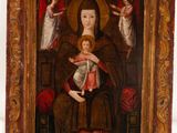 an old painting of a woman holding a child in her arms
