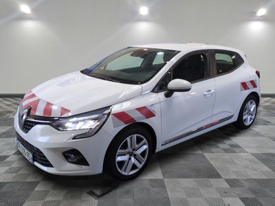a white car with red and white stripes on the side of it