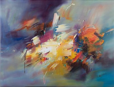 WILKINSON (XXe). "Composition abstraite rouge, orange, jaune… - Photo 1