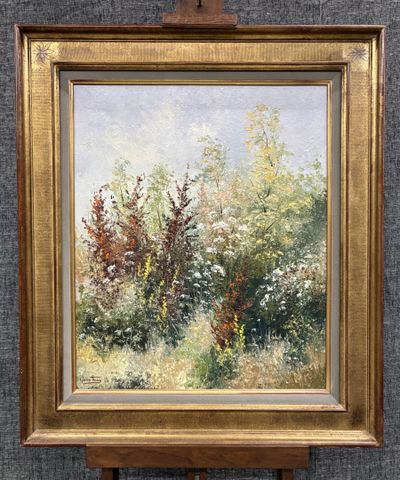 Gaston THIERY (1922-2013) « D’Herbes et de Fleurs ». Huile sur to...