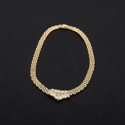 Collier en or 18k (750e) composé d'une chaîne maille grains … - Photo 1