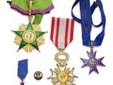 un ensemble de médailles exposées sur un fond blanc
