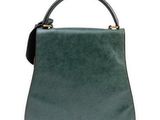 a green handbag on a white background