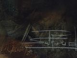 a drawing of a plane on the wall of a building