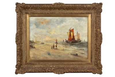une image représentant un tableau d'un voilier sur la plage