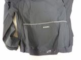 the back of a black jacket with a zipper on it
