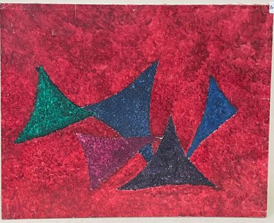 Composition abstraite. Huile sur toile.