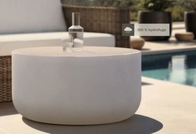 Table basse 80 cm de diamètre, 40 cm de haut, en oxyde magnésium, 31kg - Photo 1