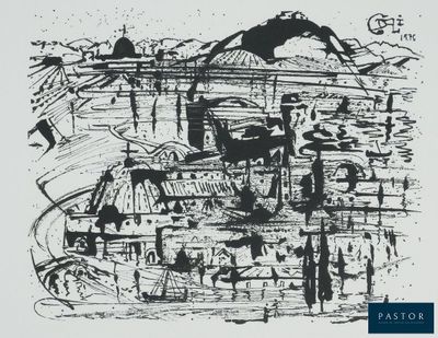 une image représentant un dessin en noir et blanc d'un bateau sur l'eau