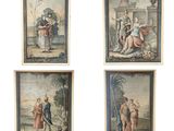 quatre tableaux encadrés représentant un homme et une femme dans un paysage