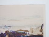 a picture of a painting on a wall of a beach
