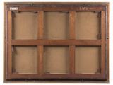 an old wooden window frame with four panes of glass on it