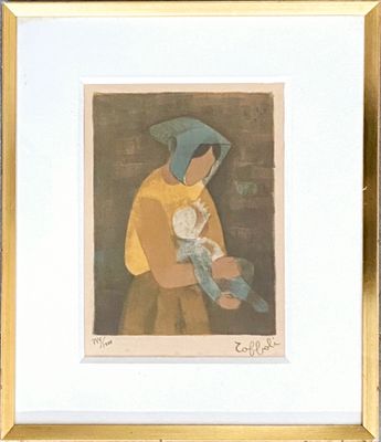 peinture d'une femme tenant un bébé dans ses bras
