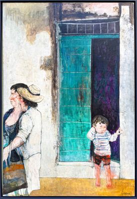 Jean JANSEM (1920-2013). Enfant et porte verte - 1973.