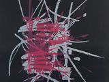 an image of a black and red painting with a red heart on it