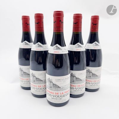 six bouteilles de vin rouge sont alignées sur une surface blanche