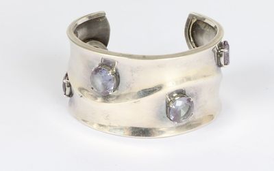 sterling cuff bracelet with amethoralites and diamonds