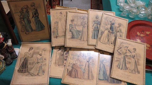 LE COQUET, journal des Modes : ensemble de 10 gravures sous verre...