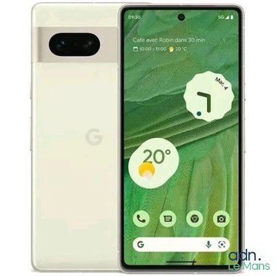 Le téléphone Google Pixel est présenté à côté d'une image représentant une feuille verte
