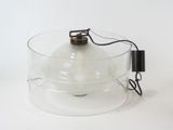 a light that is sitting inside of a glass bowl