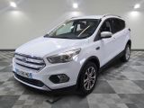 a white ford escape is parked on a checkered floor