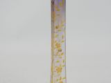 purple and yellow glass vase with a gold leaf design